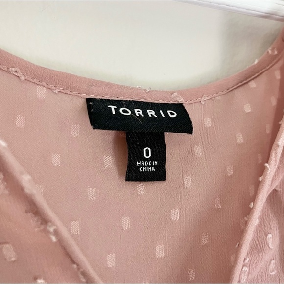 Torrid Women’s Clop Dot Tie Babydoll Top‎ in Blush Pink Size Large 12-14 - Picture 9 of 12